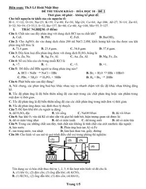 Đề thi tham khảo môn Hóa học Lớp 10 - Đề 2 - Lê Hoài Nhật Huy